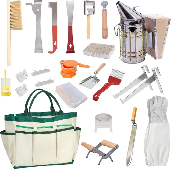 Amazon beekeeping starter tool kit with hive tool, brush, and accessories
